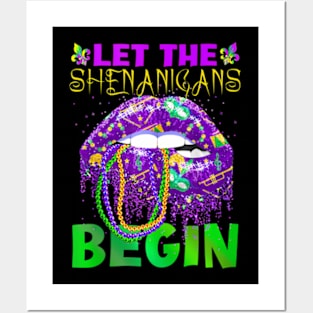 Let The Shenanigans Begin Mardi Gras Lips Kids Men Posters and Art